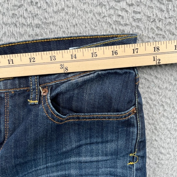 Lucky Brand Jeans Women 12/31 Blue Bootcut Long Inseam Dark Wash Denim Dungarees - Picture 7 of 11